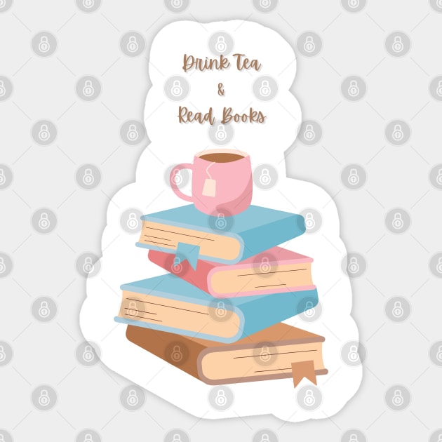 Drink Tea & read Books Sticker by MyAbstractInk